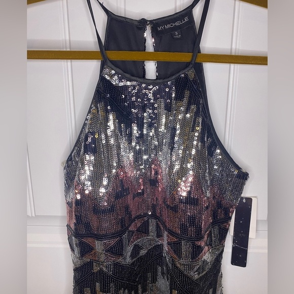 My Michelle tribal sequin halter dress - Picture 3 of 8